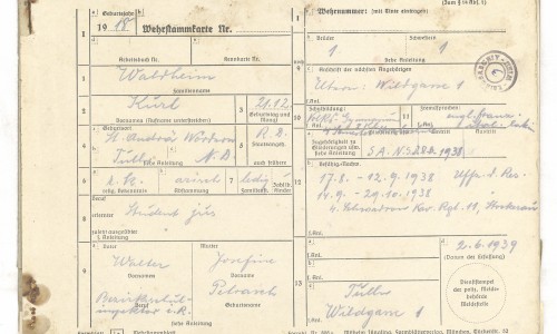 Wehrstammbuch Kurt Waldheim
AT-ÖStA/AdR MilEv WStB Waldheim Kurt
Österreichisches Staatsarchiv, Wien
